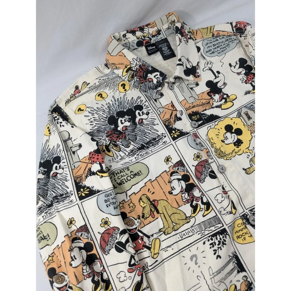 Disney Our Universe All Over Print Comic Mickey Minnie Mouse Denim Jacket Large